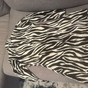 Zara Black and White Animal Print Top